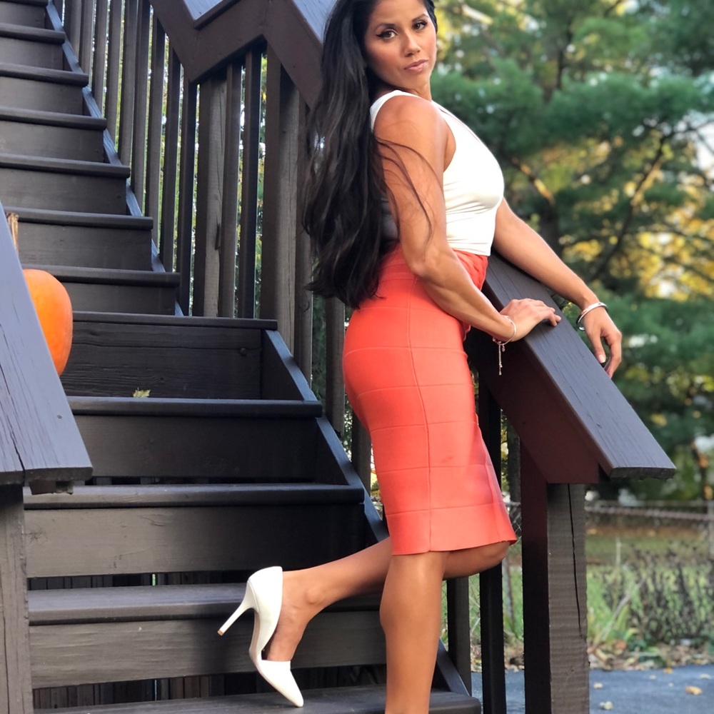 Herve Leger Orange Bandage Dress